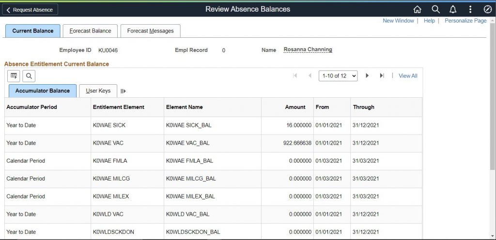 PeopleSoft PUM 43 | Absence Balance & Forecast Feature Enhancement