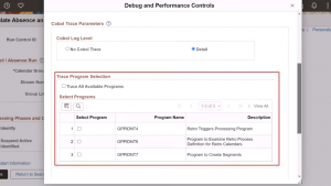 Fig.3 Trace Program Selection