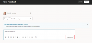 Fig 3 - Click on Use AI Assist -- Enhance Feedback with AI Assistance in Oracle HCM Cloud