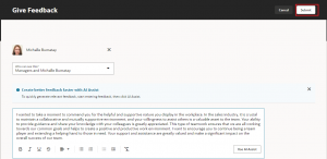 Fig 4 -Feedback generated - Use AI Assist -- Enhance Feedback with AI Assistance in Oracle HCM Cloud