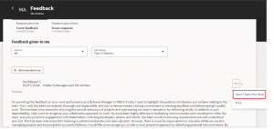 Fig 6 -Click on Send Thank You Note -- Enhance Feedback with AI Assistance in Oracle HCM Cloud
