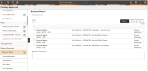 Fig 1.4 Fluid Expenses WorkCenter – My Approvals Section