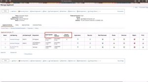 Figure 02 Navigating to manage applicant page under recruiting activities