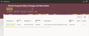 Fig 2 Review Proposed Salary Changes and Rate Values - Recalculate Rate Component and Salary Details Using Run Rates-based Salary Process - Oracle HCM Cloud