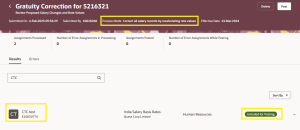 Fig 3 Review Postings Results - Recalculate Rate Component and Salary Details Using Run Rates-based Salary Process - Oracle HCM Cloud