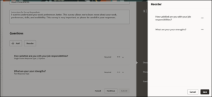 Create Survey Manager Experience with Oracle Core HR -- Fig 9: Reorder the Questions