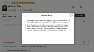 PeopleSoft HCM PUM 51 - Enhancing ePerformance with Instructions at Step level and Section Level - Step Level Instruction Image (1.2)