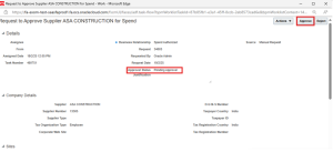 Managing Supplier Profile Change Requests in Oracle Fusion -- Fig 15: The user has the option to approve or reject